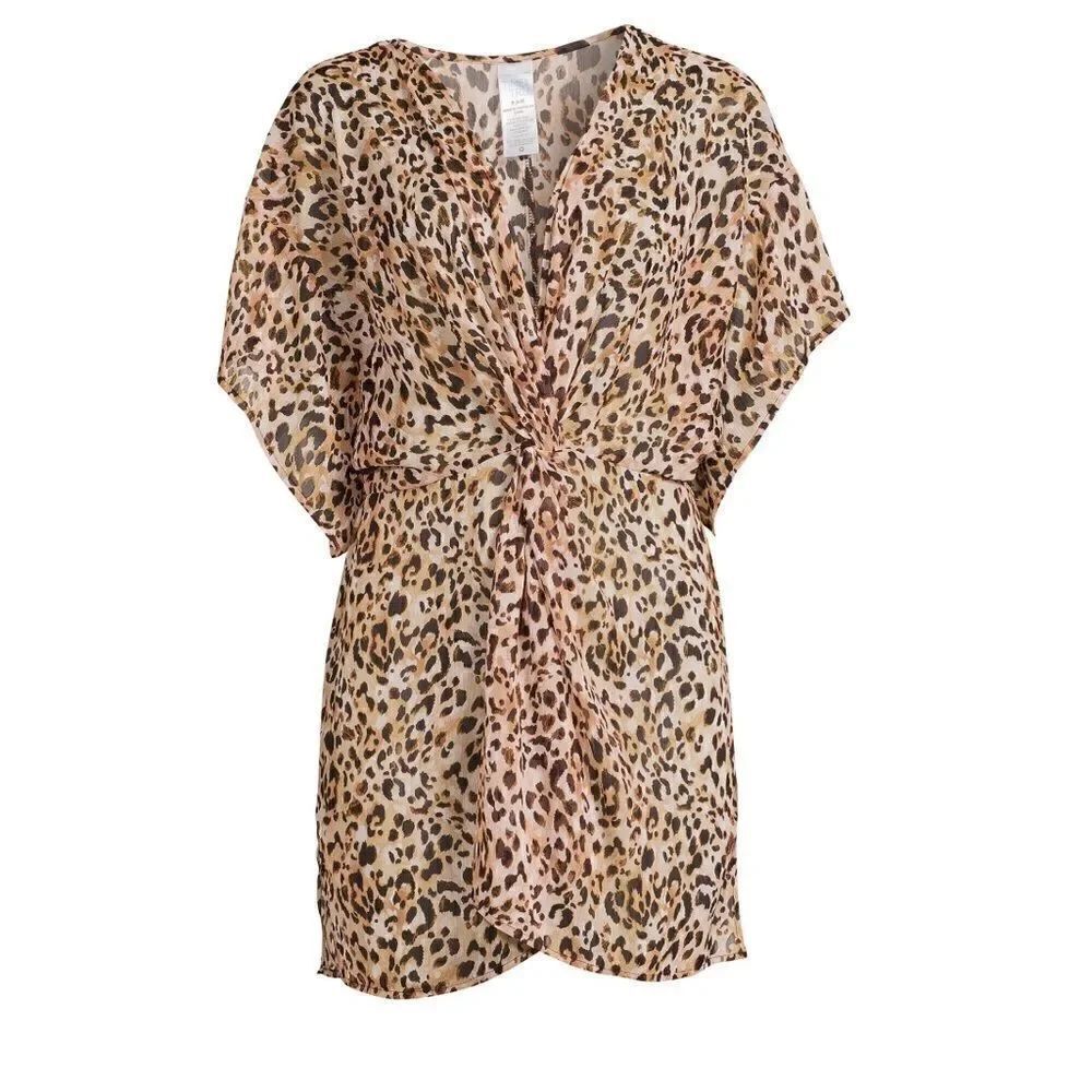 Womens Front Twist Swim Cover-Up Dress Cardigan Kimono